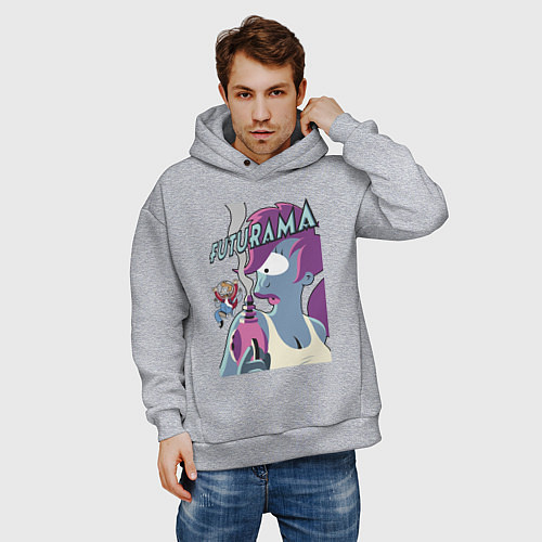 Мужское худи оверсайз Лила и Фрай / Меланж – фото 3