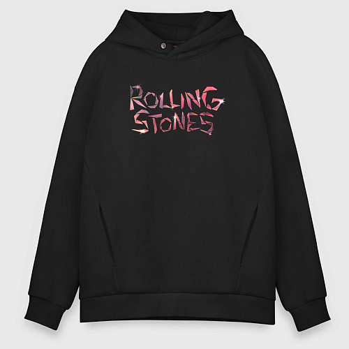 Мужское худи оверсайз The Rolling Stones - logo / Черный – фото 1