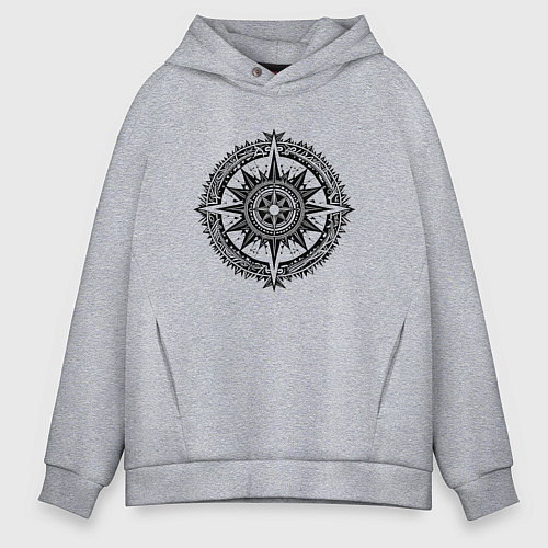 Мужское худи оверсайз Роза ветров / Меланж – фото 1