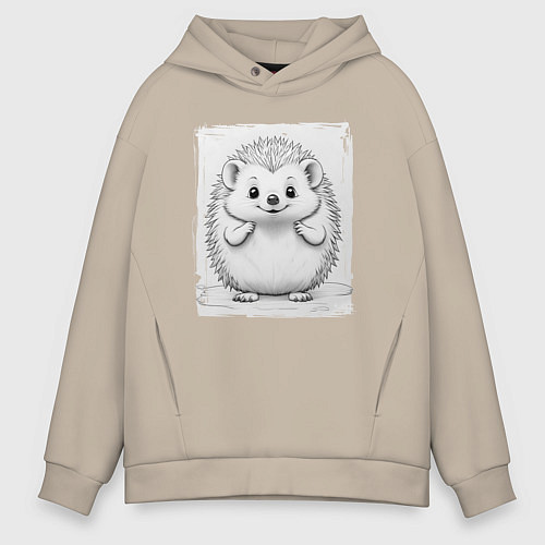 Мужское худи оверсайз Пухлый ежик / Миндальный – фото 1