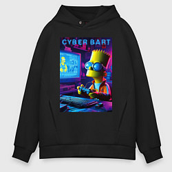 Толстовка оверсайз мужская Cyber Bart is an avid gamer, цвет: черный