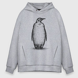 Толстовка оверсайз мужская Пингвин стоит, цвет: меланж