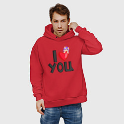 Толстовка оверсайз мужская I love you Lavinia cоllection, цвет: красный — фото 2