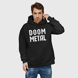 Толстовка оверсайз мужская Надпись Doom metal, цвет: черный — фото 2