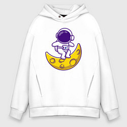 Толстовка оверсайз мужская Космонавт серфер, цвет: белый