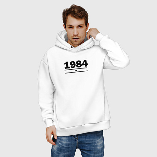 Мужское худи оверсайз 1984 со звездой / Белый – фото 3