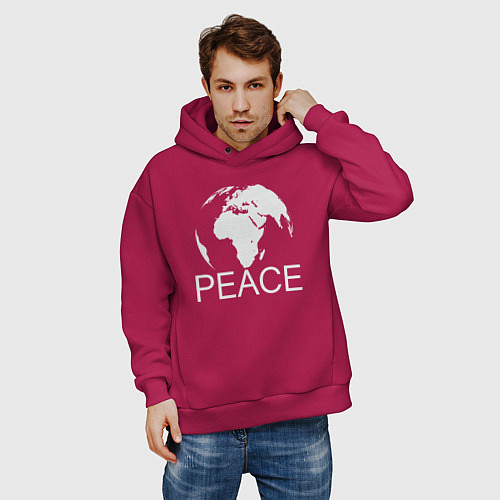 Мужское худи оверсайз World peace / Маджента – фото 3