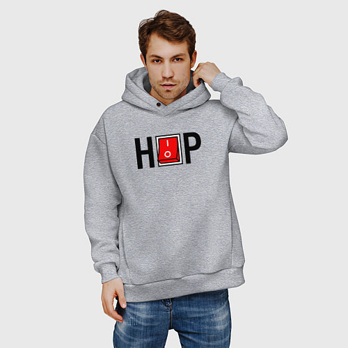 Мужское худи оверсайз Hip Hop выключатель / Меланж – фото 3