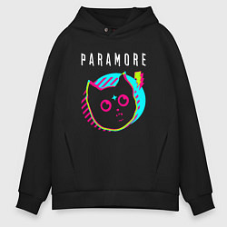 Толстовка оверсайз мужская Paramore rock star cat, цвет: черный