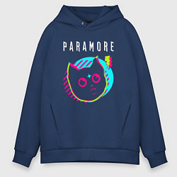 Толстовка оверсайз мужская Paramore rock star cat, цвет: тёмно-синий
