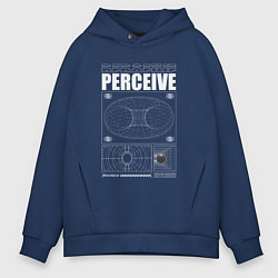 Толстовка оверсайз мужская Perceive streetwear, цвет: тёмно-синий