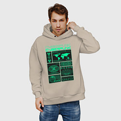 Толстовка оверсайз мужская Cyberpunk streetwear, цвет: миндальный — фото 2