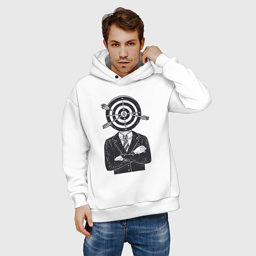 Мужское худи оверсайз Человек дартс / Белый – фото 3