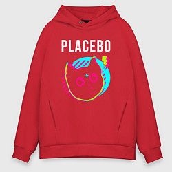 Толстовка оверсайз мужская Placebo rock star cat, цвет: красный