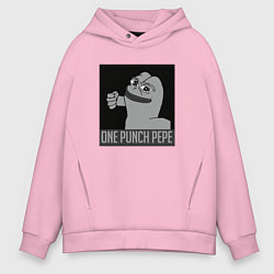 Толстовка оверсайз мужская One punch pepe, цвет: светло-розовый