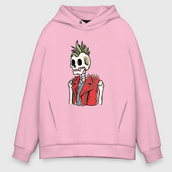 Толстовка оверсайз мужская Скелет панк, цвет: светло-розовый