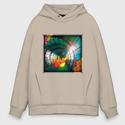 Толстовка оверсайз мужская Золотая рыбка в туннеле, цвет: миндальный