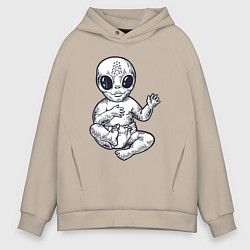 Толстовка оверсайз мужская Baby alien, цвет: миндальный