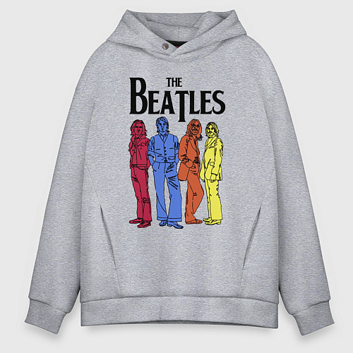 Мужское худи оверсайз The Beatles all / Меланж – фото 1