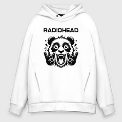 Толстовка оверсайз мужская Radiohead - rock panda, цвет: белый