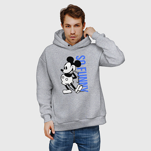 Мужское худи оверсайз So funny Mickey / Меланж – фото 3