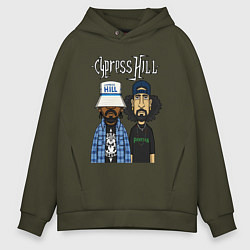 Толстовка оверсайз мужская Cypress hill - B Real and Sen Dog, цвет: хаки