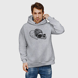 Толстовка оверсайз мужская Слоненок-хипстер, цвет: меланж — фото 2
