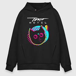Толстовка оверсайз мужская Tokio Hotel rock star cat, цвет: черный