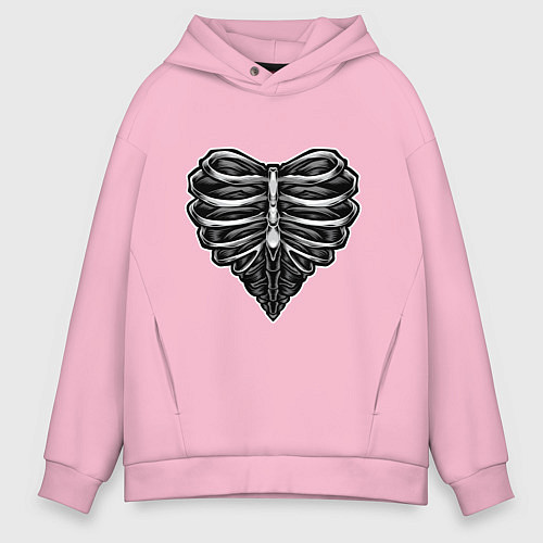 Мужское худи оверсайз Ribs heart / Светло-розовый – фото 1