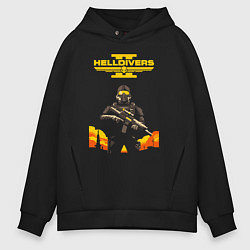 Толстовка оверсайз мужская Helldivers 2: War, цвет: черный