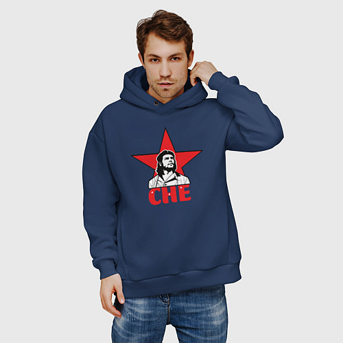 Мужское худи оверсайз Che Guevara star / Тёмно-синий – фото 3