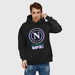 Толстовка оверсайз мужская Napoli FC в стиле glitch, цвет: черный — фото 2