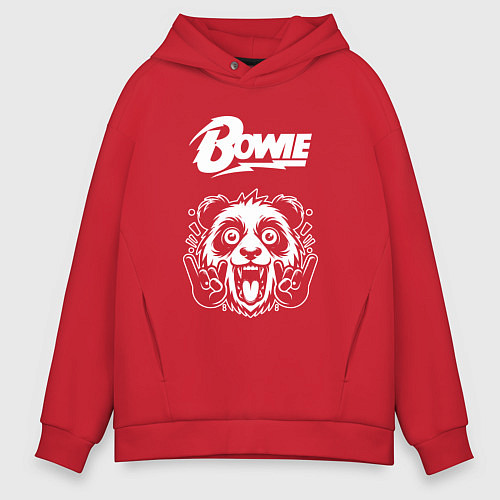 Мужское худи оверсайз David Bowie rock panda / Красный – фото 1
