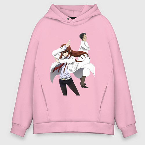 Мужское худи оверсайз Врата Штейна Ринтаро Курису Макисэ / Светло-розовый – фото 1