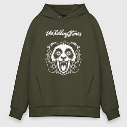 Толстовка оверсайз мужская Rolling Stones rock panda, цвет: хаки