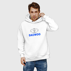 Толстовка оверсайз мужская Daewoo sport auto logo, цвет: белый — фото 2