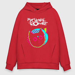 Толстовка оверсайз мужская My Chemical Romance rock star cat, цвет: красный
