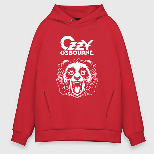 Мужское худи оверсайз Ozzy Osbourne rock panda / Красный – фото 1