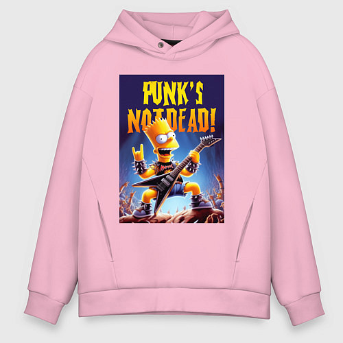 Мужское худи оверсайз Bart Simpson - punks not dead / Светло-розовый – фото 1