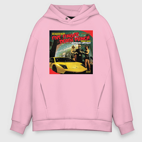 Мужское худи оверсайз Five finger death punch - American capitalist / Светло-розовый – фото 1