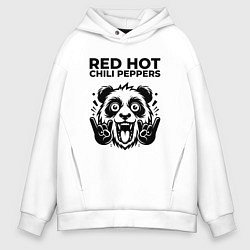 Толстовка оверсайз мужская Red Hot Chili Peppers - rock panda, цвет: белый