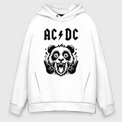 Толстовка оверсайз мужская AC DC - rock panda, цвет: белый
