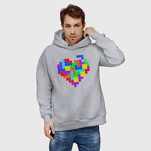 Мужское худи оверсайз Color tetris / Меланж – фото 3