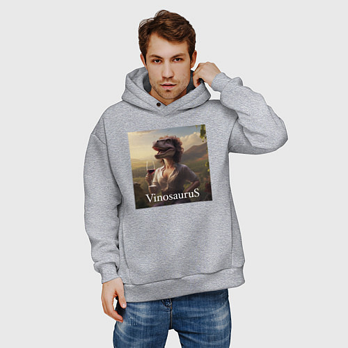 Мужское худи оверсайз Винозавра Строптивая / Меланж – фото 3