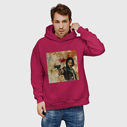 Толстовка оверсайз мужская Джон Уик стреляет гранж, цвет: маджента — фото 2