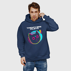 Толстовка оверсайз мужская Twenty One Pilots rock star cat, цвет: тёмно-синий — фото 2