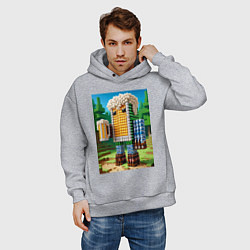 Толстовка оверсайз мужская Beer dude - Minecraft ai art, цвет: меланж — фото 2