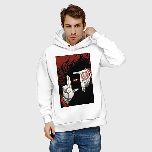 Мужское худи оверсайз Хеллсинг Алукард Вампир / Белый – фото 3