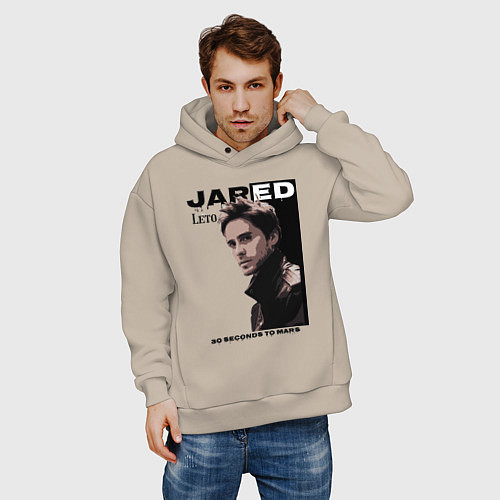 Мужское худи оверсайз Jared Joseph Leto 30 Seconds To Mars / Миндальный – фото 3