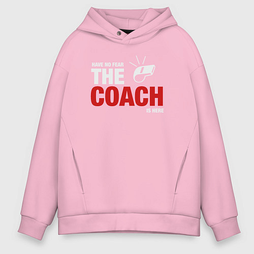 Мужское худи оверсайз Не бойся тренер здесь / Светло-розовый – фото 1
